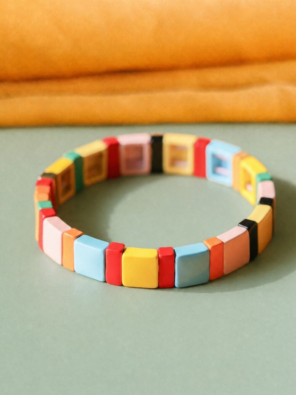 Roxanne Assoulin Rainbow Brite Enamel Stretch Bracelet - Gold & Colorful